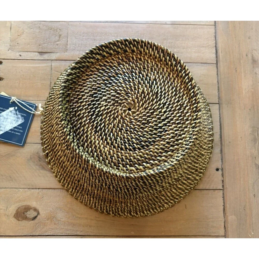 Tommy Bahama Handcrafted Woven Rattan Basket New With Tags